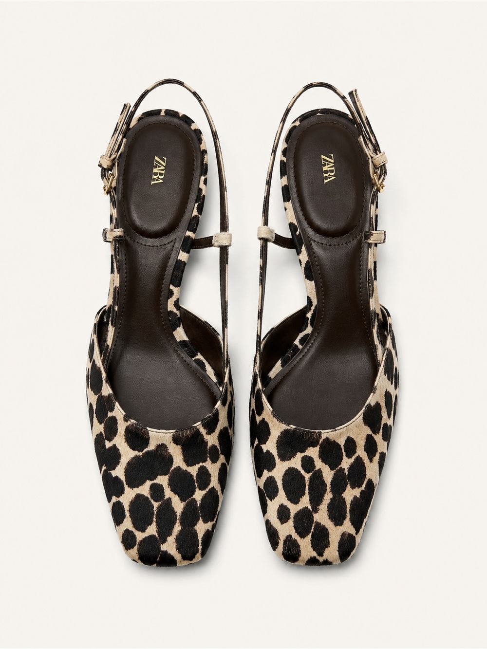 Zara Leopard Print Slingback Block Heel Shoes Size 41 NWT